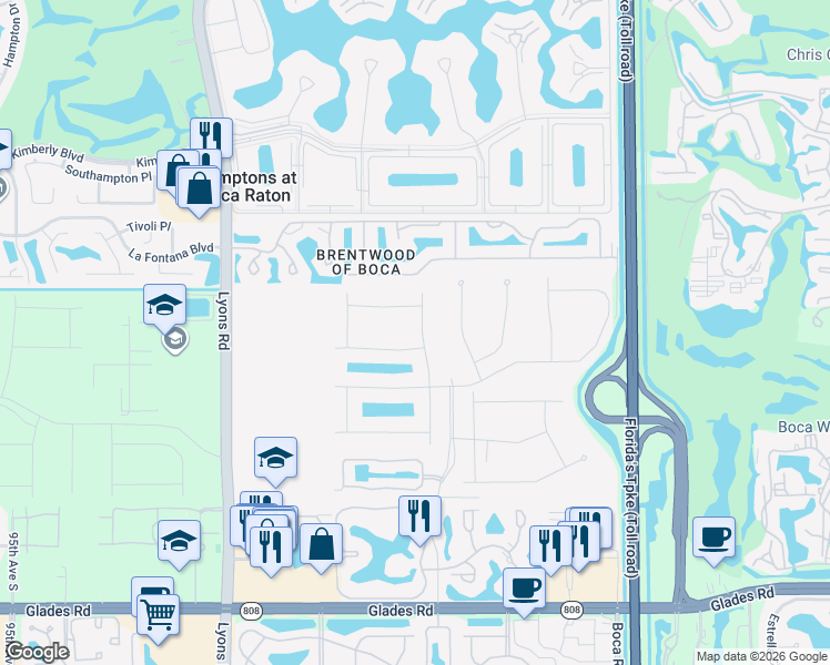 map of restaurants, bars, coffee shops, grocery stores, and more near 8450 Nadmar Avenue in Boca Raton
