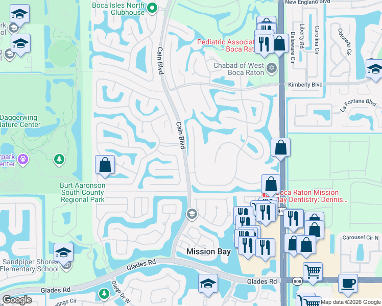 map of restaurants, bars, coffee shops, grocery stores, and more near 20166 Back 9 Drive in Boca Raton