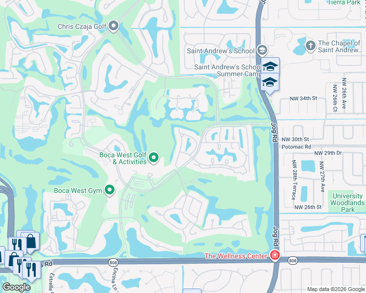 map of restaurants, bars, coffee shops, grocery stores, and more near 21162 Clubside Drive in Boca Raton