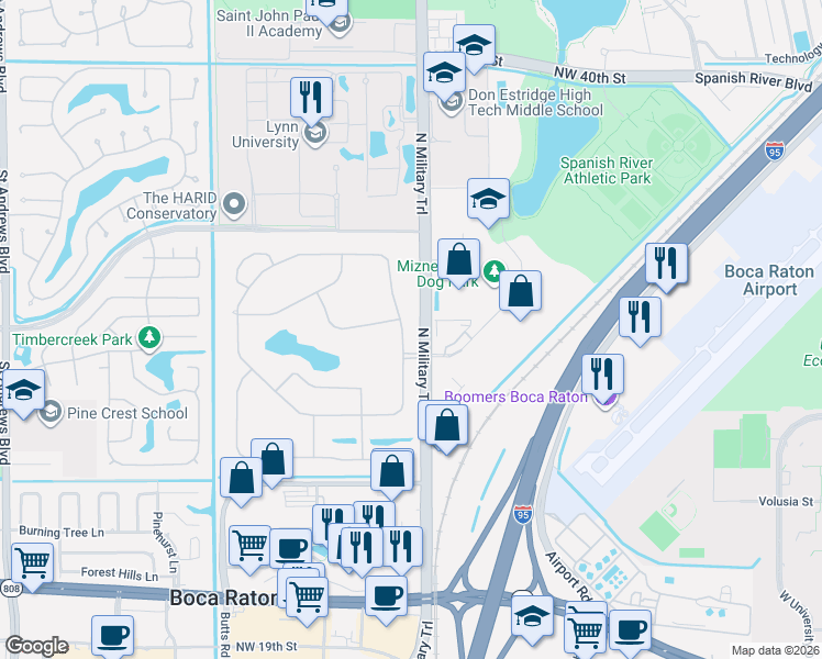 map of restaurants, bars, coffee shops, grocery stores, and more near 316 Banyan Boulevard in Boca Raton