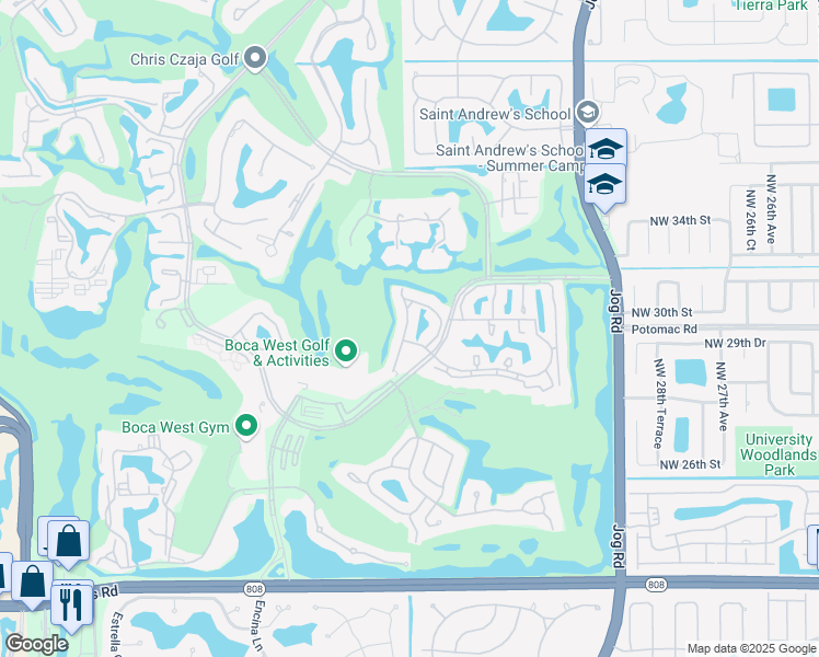 map of restaurants, bars, coffee shops, grocery stores, and more near 21162 Clubside Drive in Boca Raton