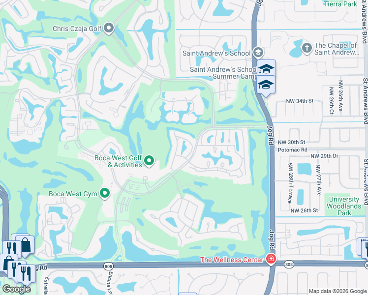 map of restaurants, bars, coffee shops, grocery stores, and more near 21162 Clubside Drive in Boca Raton