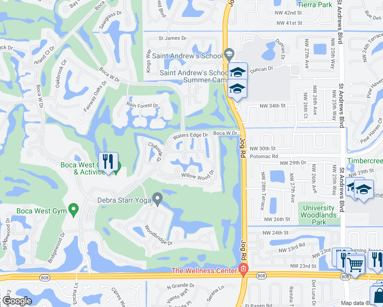 map of restaurants, bars, coffee shops, grocery stores, and more near 6786 Willow Wood Drive in Boca Raton