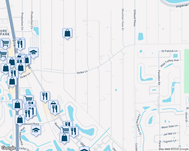 map of restaurants, bars, coffee shops, grocery stores, and more near 25187 Papillion Drive in Bonita Springs