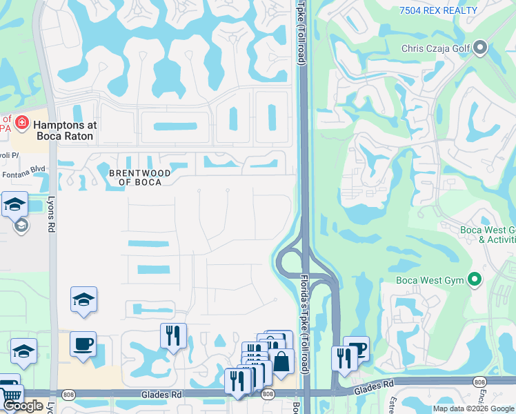 map of restaurants, bars, coffee shops, grocery stores, and more near 8060 Nadmar Avenue in Boca Raton