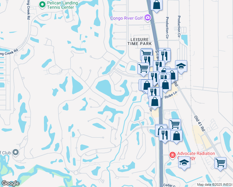 map of restaurants, bars, coffee shops, grocery stores, and more near 24821 Lakemont Cove Lane in Bonita Springs