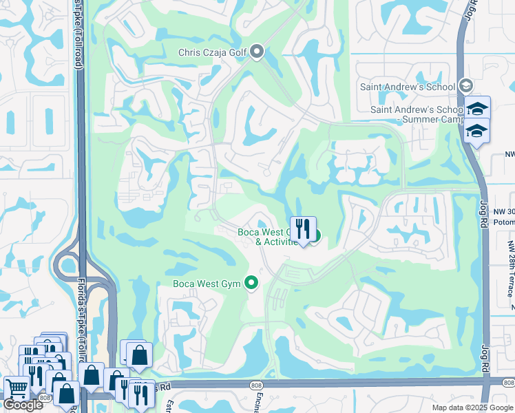 map of restaurants, bars, coffee shops, grocery stores, and more near 20220 Boca West Drive in Boca Raton