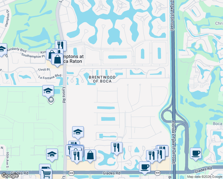 map of restaurants, bars, coffee shops, grocery stores, and more near 8460 Nadmar Avenue in Boca Raton
