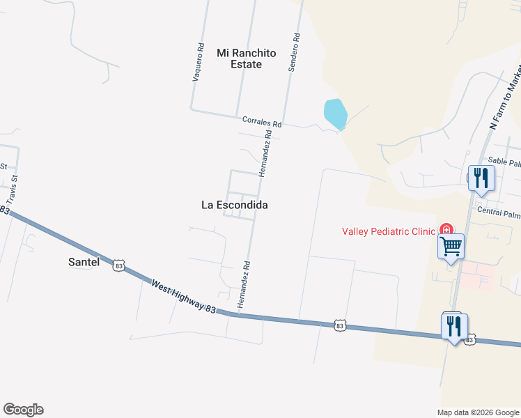 map of restaurants, bars, coffee shops, grocery stores, and more near 112 Hernandez Road in Rio Grande City