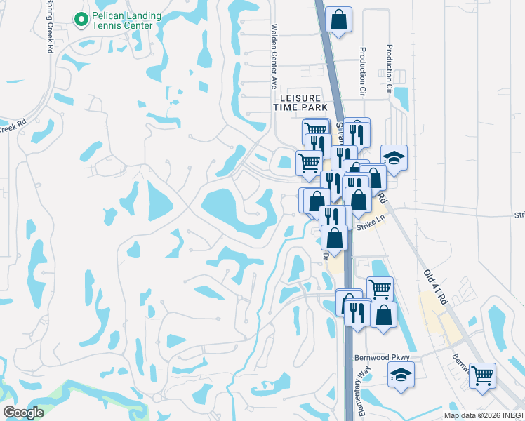 map of restaurants, bars, coffee shops, grocery stores, and more near 24772 Lakemont Cove Lane in Bonita Springs