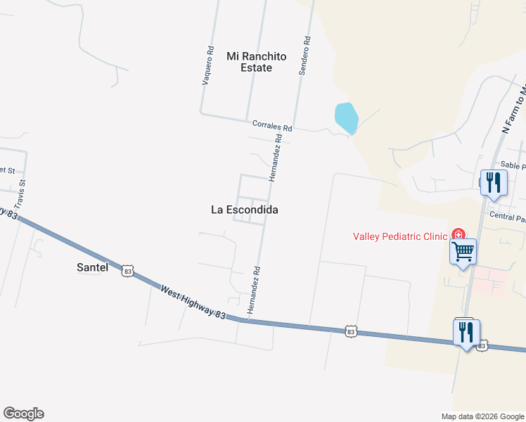 map of restaurants, bars, coffee shops, grocery stores, and more near 112 Hernandez Road in Rio Grande City