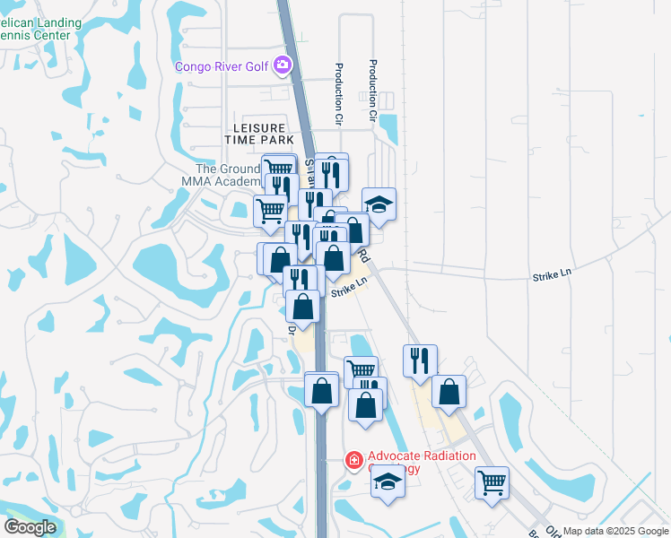 map of restaurants, bars, coffee shops, grocery stores, and more near 24851 South Tamiami Trail in Bonita Springs