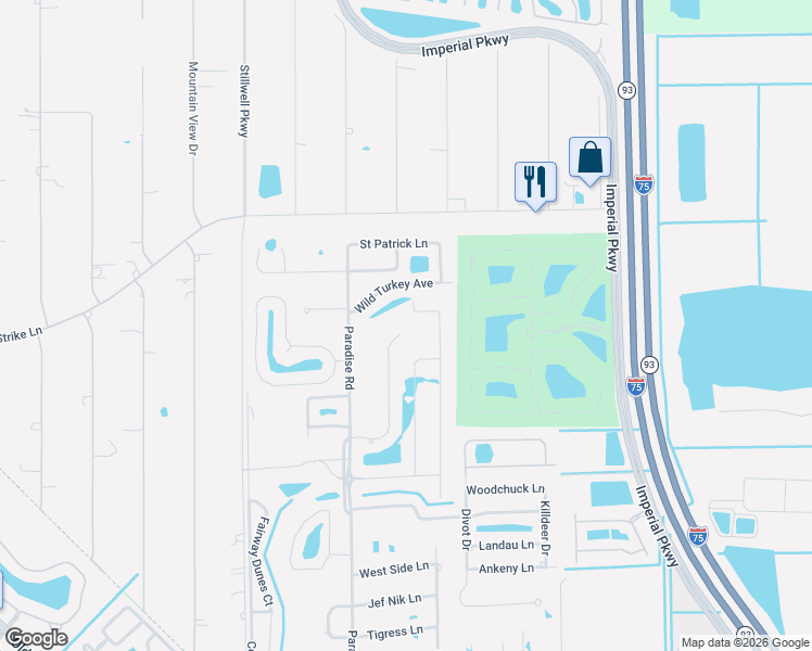 map of restaurants, bars, coffee shops, grocery stores, and more near 24700 Carnoustie Court in Bonita Springs