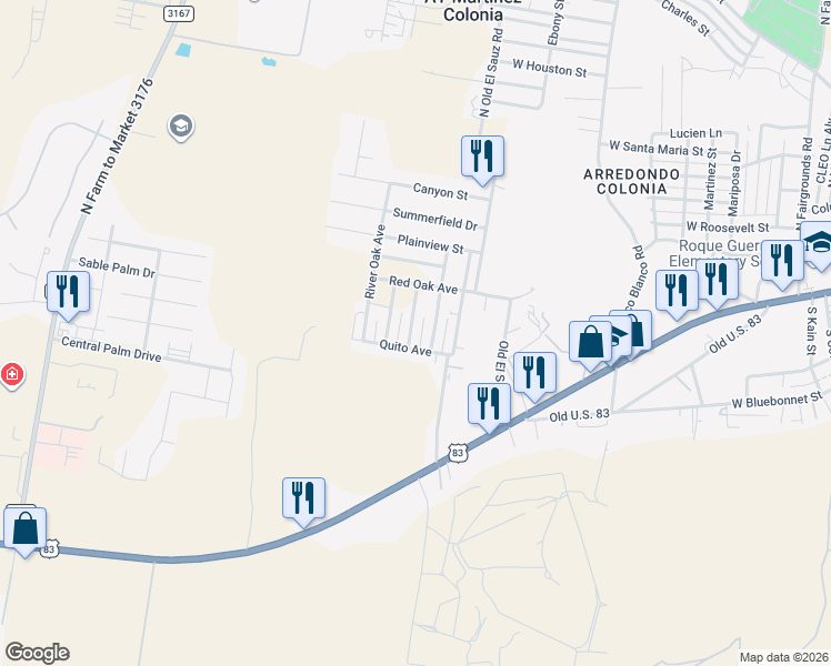 map of restaurants, bars, coffee shops, grocery stores, and more near 211 Spanish Oak Avenue in Rio Grande City
