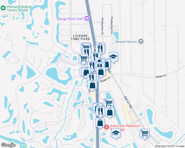 map of restaurants, bars, coffee shops, grocery stores, and more near 24830 South Tamiami Trail in Bonita Springs