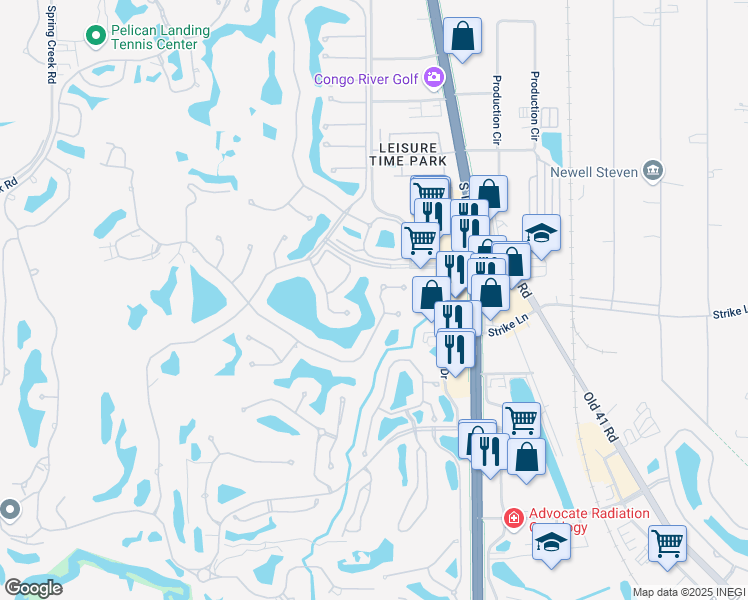 map of restaurants, bars, coffee shops, grocery stores, and more near 24772 Lakemont Cove Lane in Bonita Springs