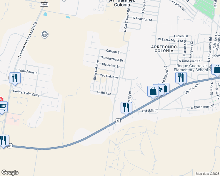 map of restaurants, bars, coffee shops, grocery stores, and more near 211 Spanish Oak Avenue in Rio Grande City