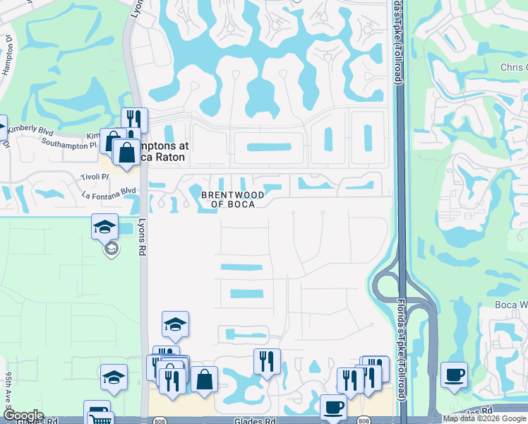map of restaurants, bars, coffee shops, grocery stores, and more near 8450 Nadmar Ave in Boca Raton