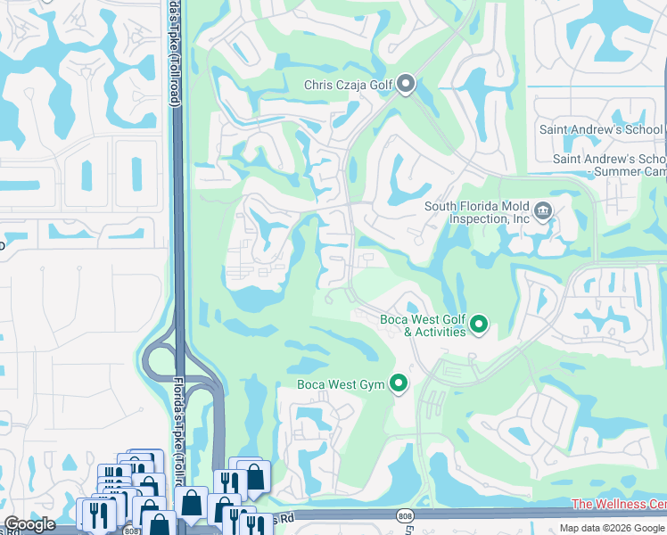 map of restaurants, bars, coffee shops, grocery stores, and more near 20061 Boca West Drive in Boca Raton