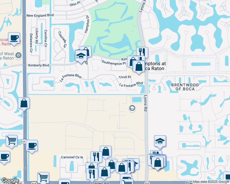 map of restaurants, bars, coffee shops, grocery stores, and more near 9280 Neptunes Basin Court in Boca Raton