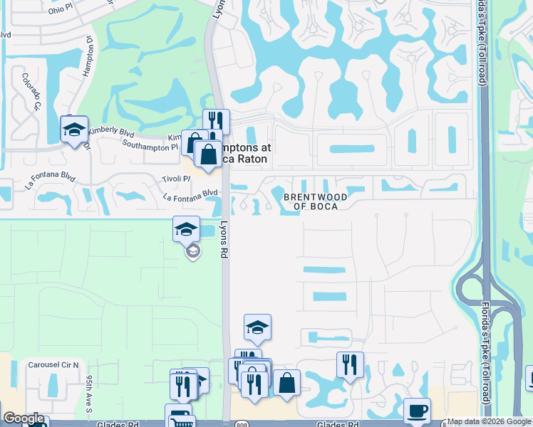 map of restaurants, bars, coffee shops, grocery stores, and more near 20017 Mona Circle in Boca Raton