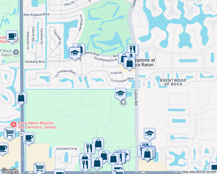 map of restaurants, bars, coffee shops, grocery stores, and more near 9280 Neptunes Basin Court in Boca Raton