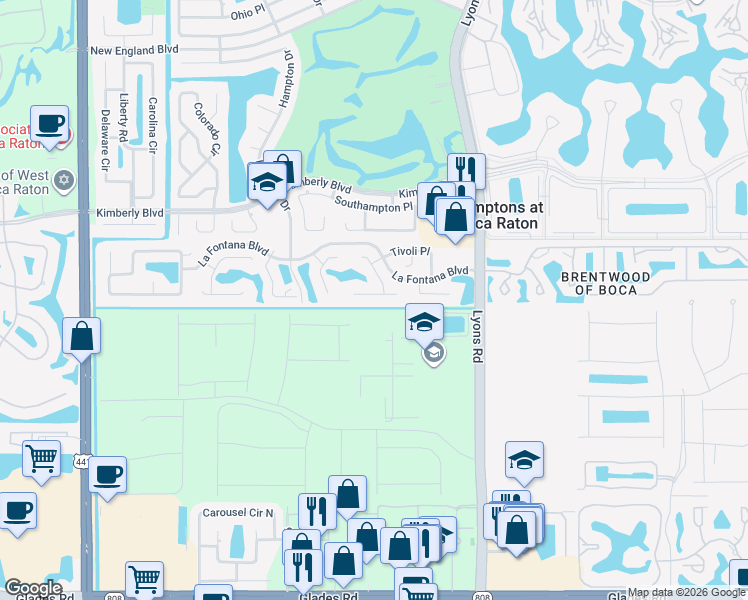 map of restaurants, bars, coffee shops, grocery stores, and more near 9280 Neptunes Basin Court in Boca Raton