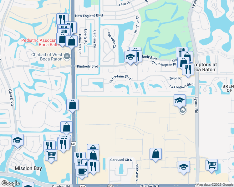 map of restaurants, bars, coffee shops, grocery stores, and more near 9634 Triton Court in Boca Raton