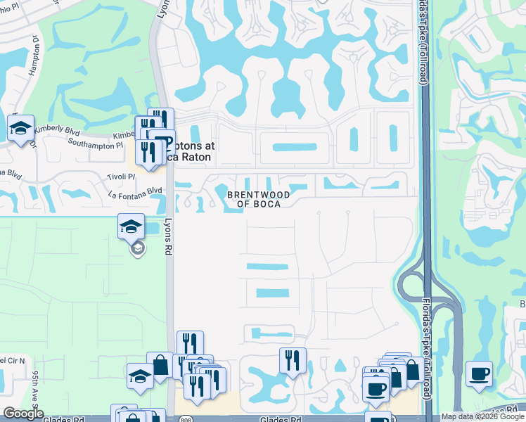 map of restaurants, bars, coffee shops, grocery stores, and more near 8550 Nadmar Avenue in Boca Raton