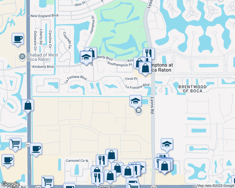 map of restaurants, bars, coffee shops, grocery stores, and more near 9280 Neptunes Basin Court in Boca Raton