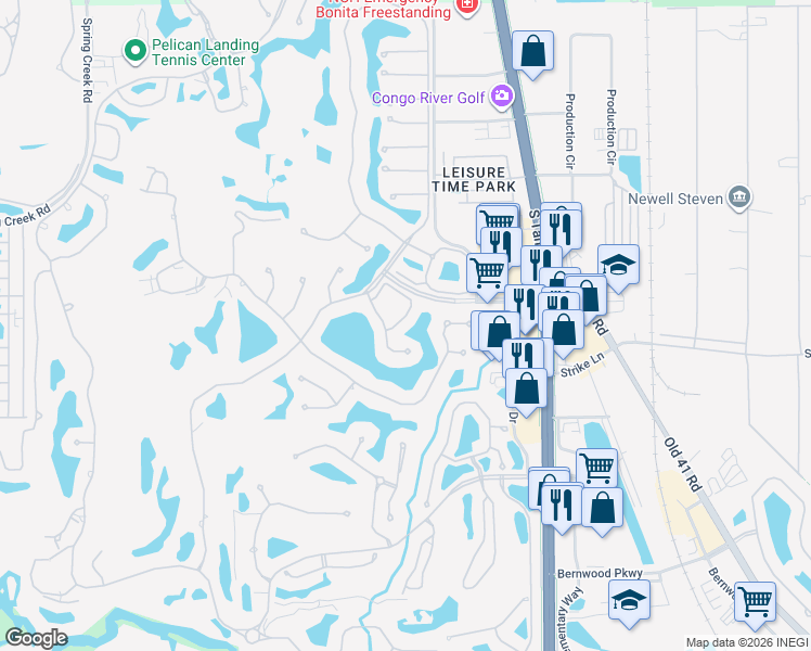map of restaurants, bars, coffee shops, grocery stores, and more near 24772 Lakemont Cove Lane in Bonita Springs