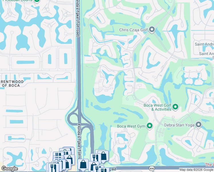 map of restaurants, bars, coffee shops, grocery stores, and more near 7786 Lakeside Boulevard in Boca Raton