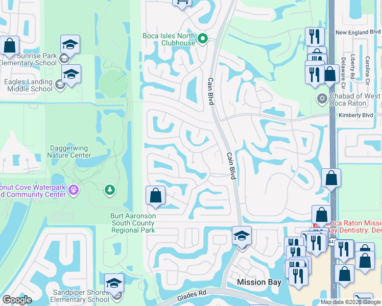 map of restaurants, bars, coffee shops, grocery stores, and more near 10623 Saint Thomas Drive in Boca Raton