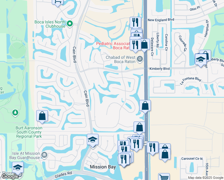 map of restaurants, bars, coffee shops, grocery stores, and more near 10054 Crosswind Road in Boca Raton