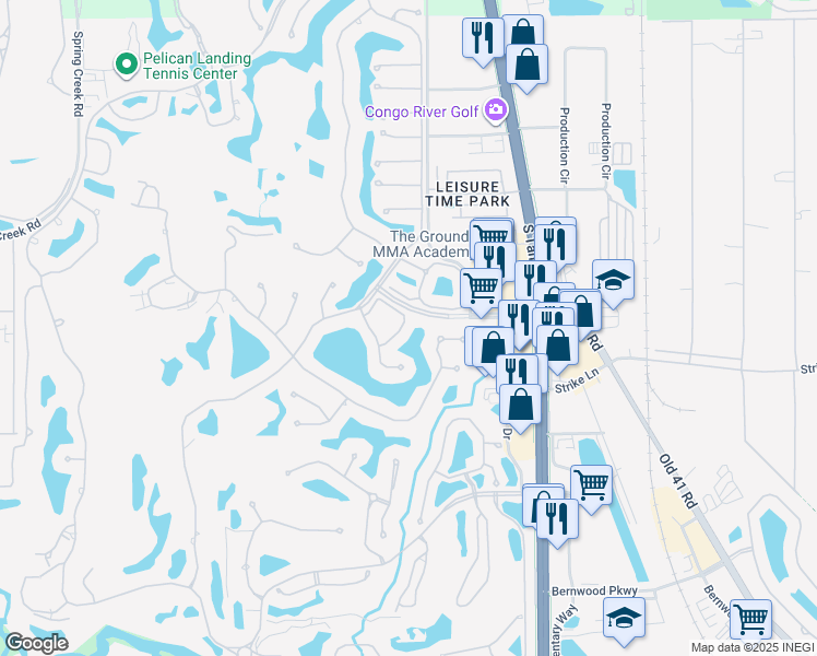 map of restaurants, bars, coffee shops, grocery stores, and more near 24814 Lakemont Cove Lane in Bonita Springs