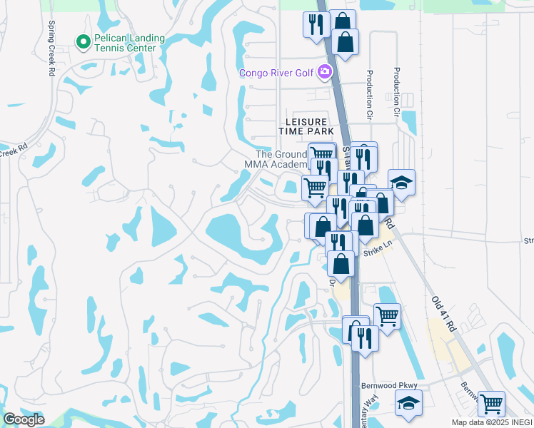 map of restaurants, bars, coffee shops, grocery stores, and more near 24814 Lakemont Cove Lane in Bonita Springs