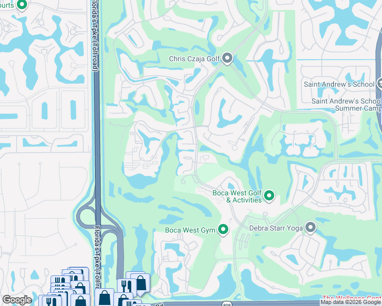 map of restaurants, bars, coffee shops, grocery stores, and more near 19987 Boca West Drive in Boca Raton