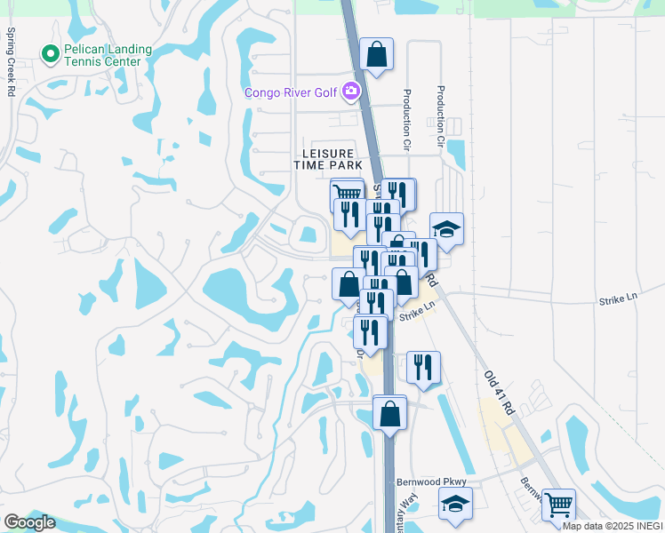 map of restaurants, bars, coffee shops, grocery stores, and more near 24810 Burnt Pine Drive in Bonita Springs