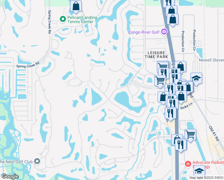 map of restaurants, bars, coffee shops, grocery stores, and more near 24751 Lyonia Lane in Bonita Springs