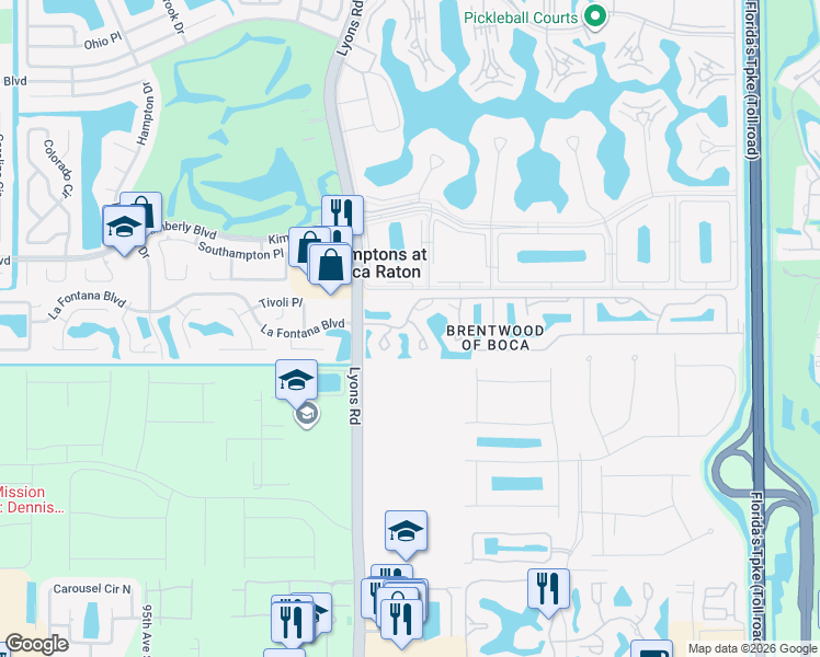 map of restaurants, bars, coffee shops, grocery stores, and more near 19960 Mona Circle in Boca Raton