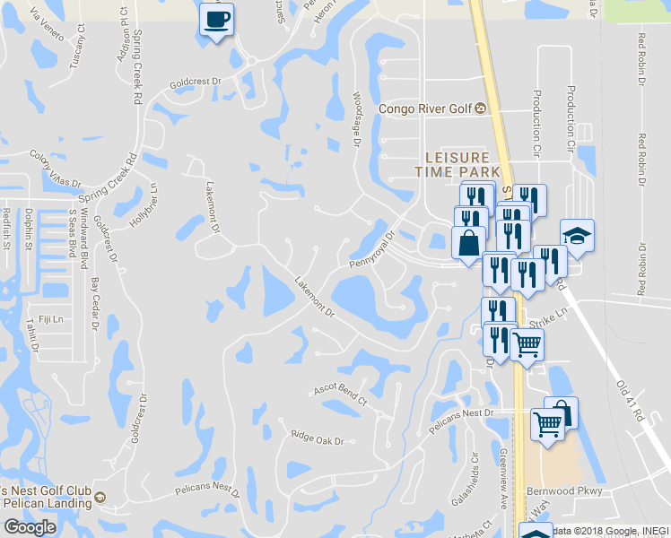 map of restaurants, bars, coffee shops, grocery stores, and more near 24732 Pennyroyal Drive in Bonita Springs