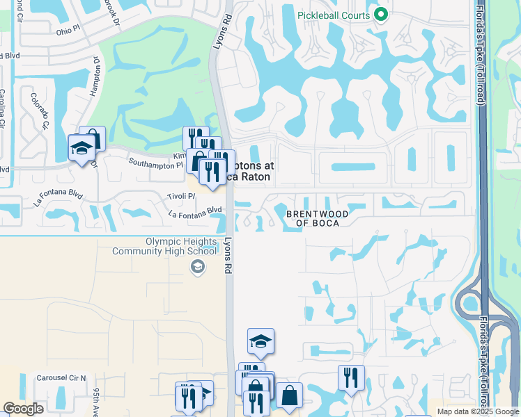 map of restaurants, bars, coffee shops, grocery stores, and more near 8750 Brentwood Boulevard in Boca Raton
