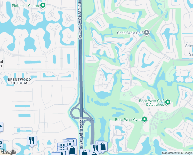 map of restaurants, bars, coffee shops, grocery stores, and more near 7754 Lakeside Boulevard in Boca Raton