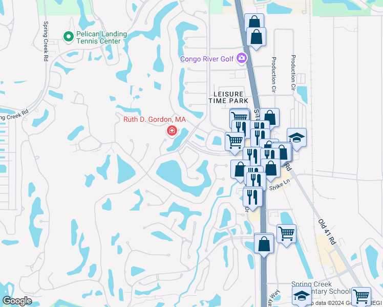 map of restaurants, bars, coffee shops, grocery stores, and more near 24827 Lakemont Cove Lane in Bonita Springs