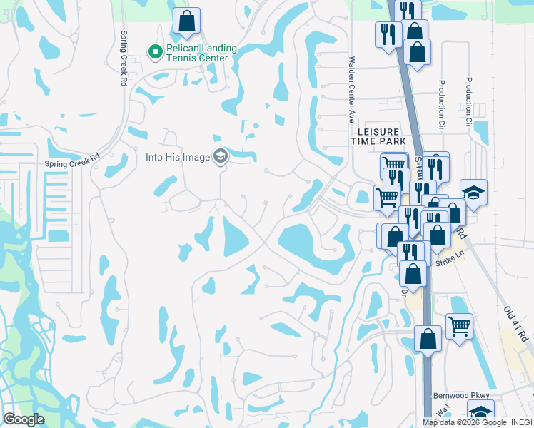 map of restaurants, bars, coffee shops, grocery stores, and more near 24751 Lyonia Lane in Bonita Springs