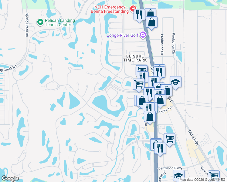 map of restaurants, bars, coffee shops, grocery stores, and more near 24827 Lakemont Cove Lane in Bonita Springs