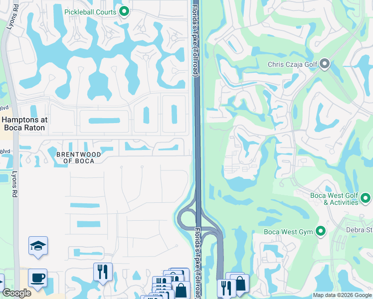 map of restaurants, bars, coffee shops, grocery stores, and more near 8025 Copenhagen Way in Boca Raton