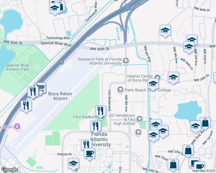 map of restaurants, bars, coffee shops, grocery stores, and more near in Boca Raton