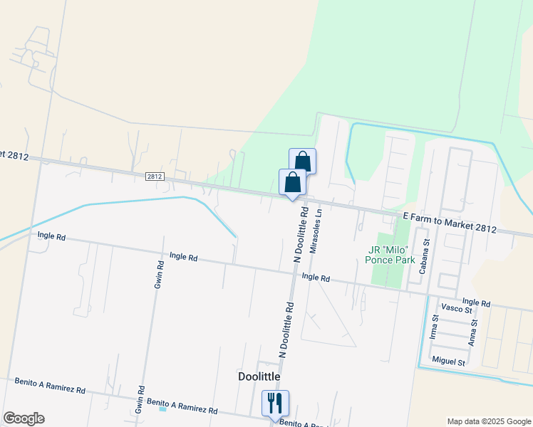 map of restaurants, bars, coffee shops, grocery stores, and more near 3802 Farm to Market Road 2812 in Edinburg