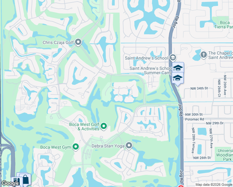 map of restaurants, bars, coffee shops, grocery stores, and more near 19884 Planters Boulevard in Boca Raton